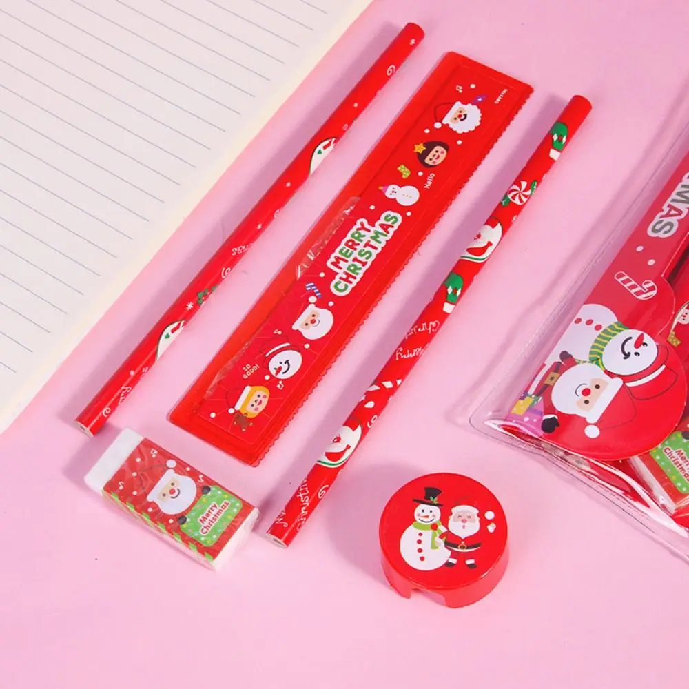 طالب هدية مربع عيد الميلاد القرطاسية مجموعة حاكم لوحات مذكرة عيد الميلاد أقلام رصاص ممحاة قلم رصاص الاطفال هدايا القرطاسية عيد الميلاد
