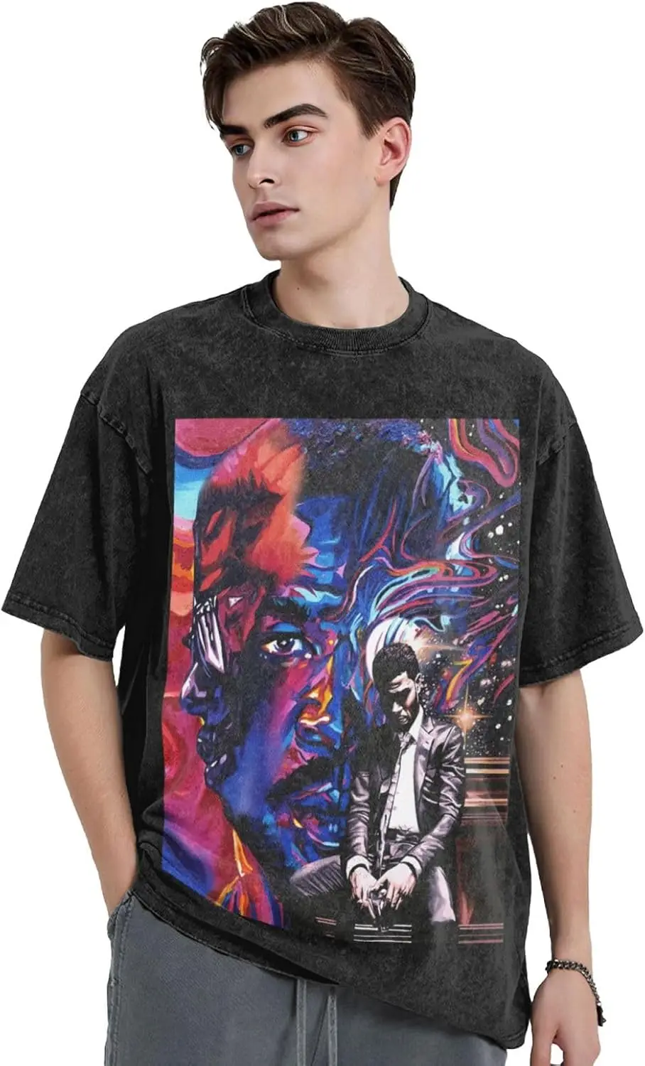

Men's Vintage Oversized T-Shirts,New Dads Round Neck Short Sleeve Tshirts for Kid Custom cudi tee,Classic T Shirts