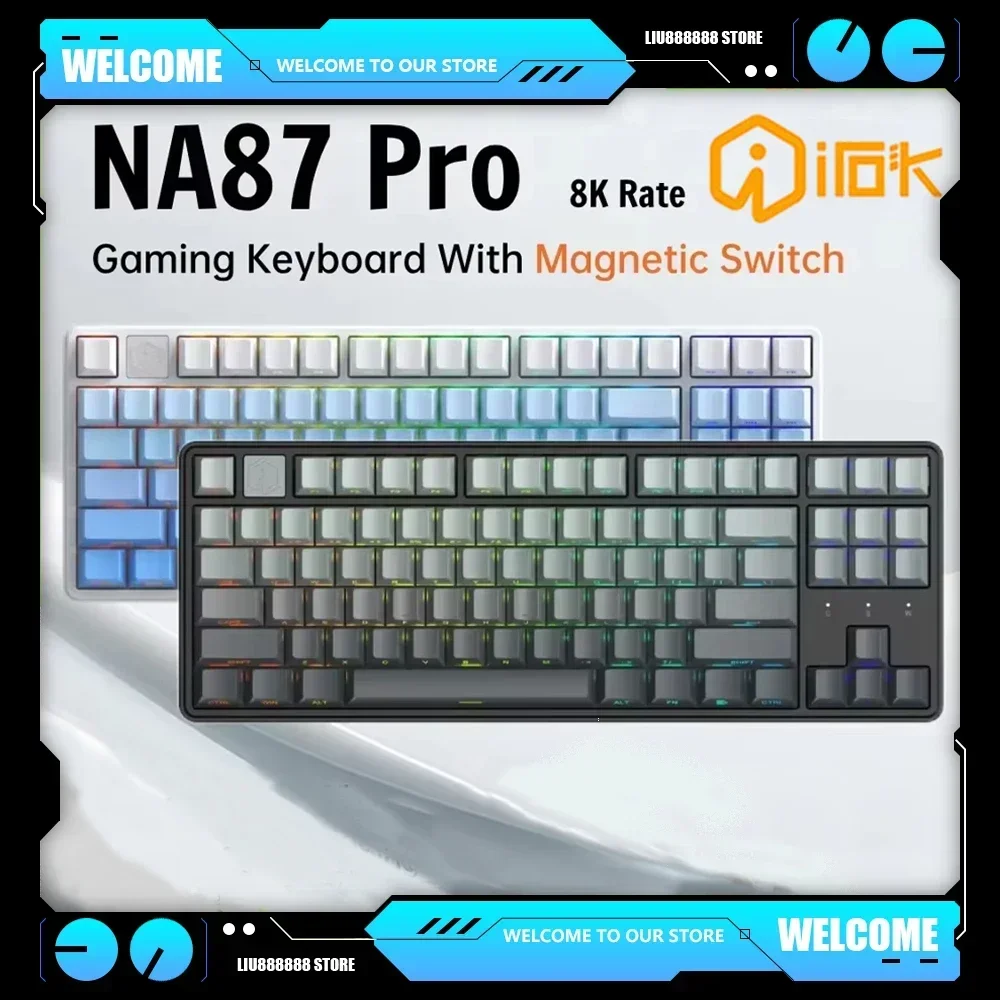 Irok NA87 Pro RGB Hot-swap Wired Magnetic Switch Gaming Keyboard RT0.04mm Mechanical Keyboard Valorant 8000hz Gamer Customize