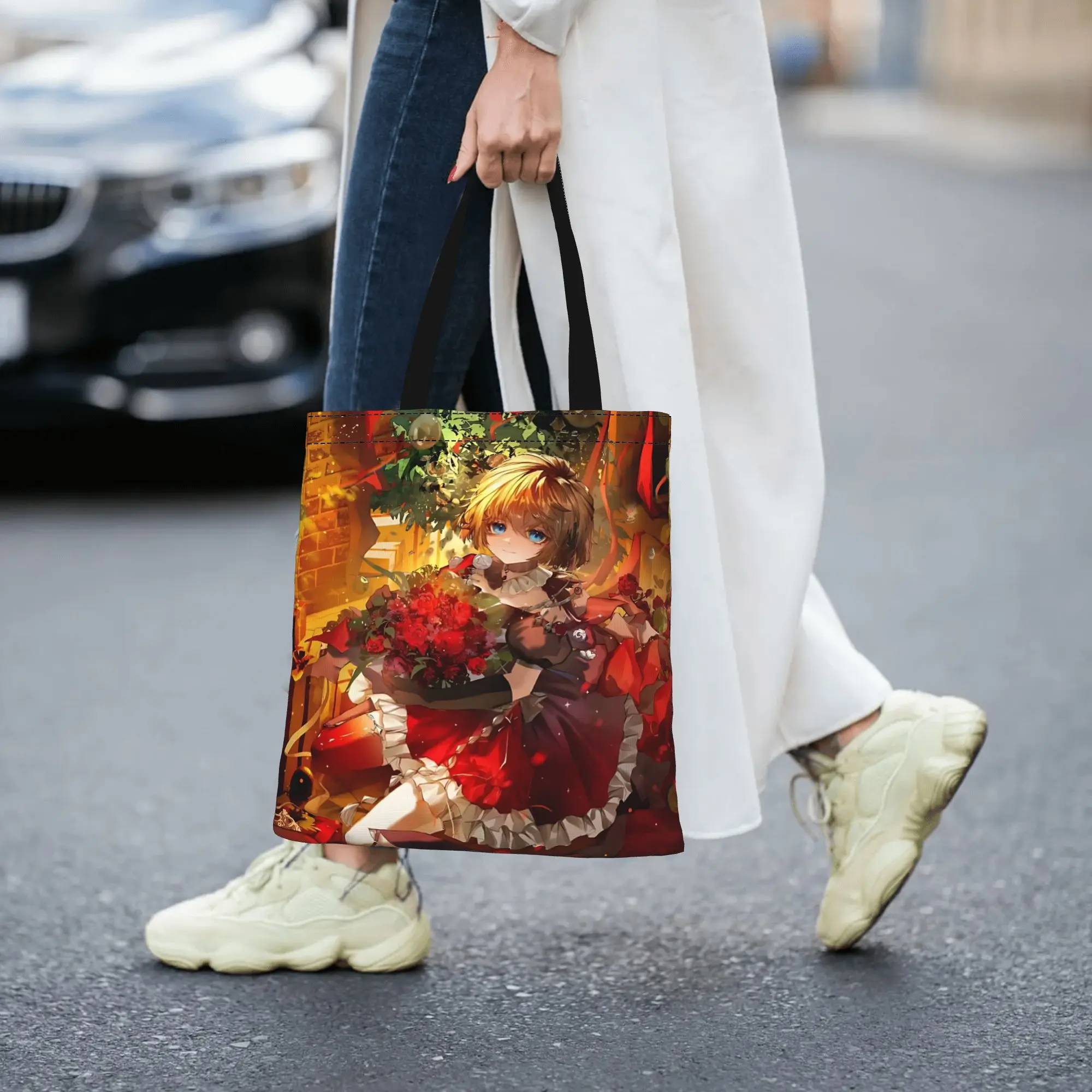 Merry Christmas Anime Women's Bag Campus Handbag first day of school Large Capacity  Canvas Tote Bag Foldable Chic Pattern