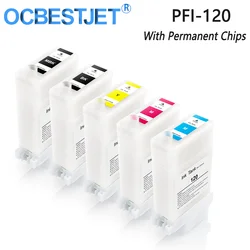 OCBESTJET PFI-120 PFI120 Refillable Ink Cartridges For Canon TM200 TM205 TM300 TM305 TM-200 205 300 305 With With Permanent Chip