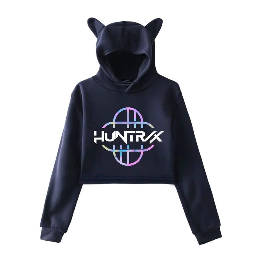 KPop Demon Hunters 2025 Merch Hoodies Sweatshirt for Girls Cat Ear Crop Pullover Casual Clothes