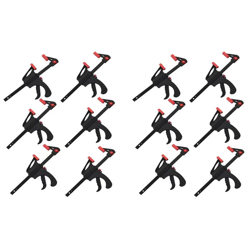 

ABRW-12 шт. быстрозажимные зажимы, 4-дюймовые зажимы-трещотки с быстрым отжимом одной рукой, инструменты для быстрого и легкого зажима дерева