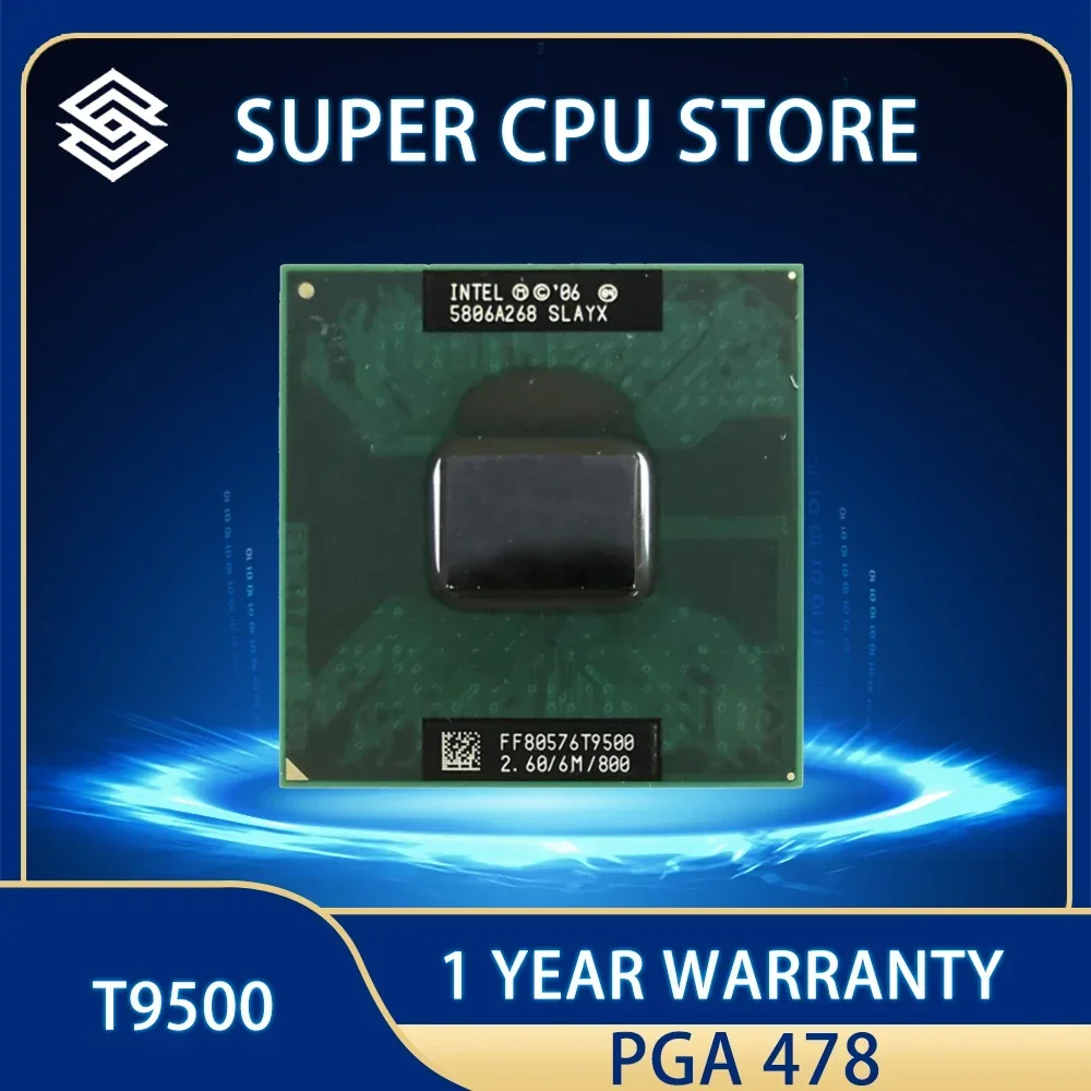 

Intel Core 2 Duo T9500 SLAQH SLAYX CPU Processor 6M 35W 2.6 GHz Dual-Core Dual-Thread PGA478