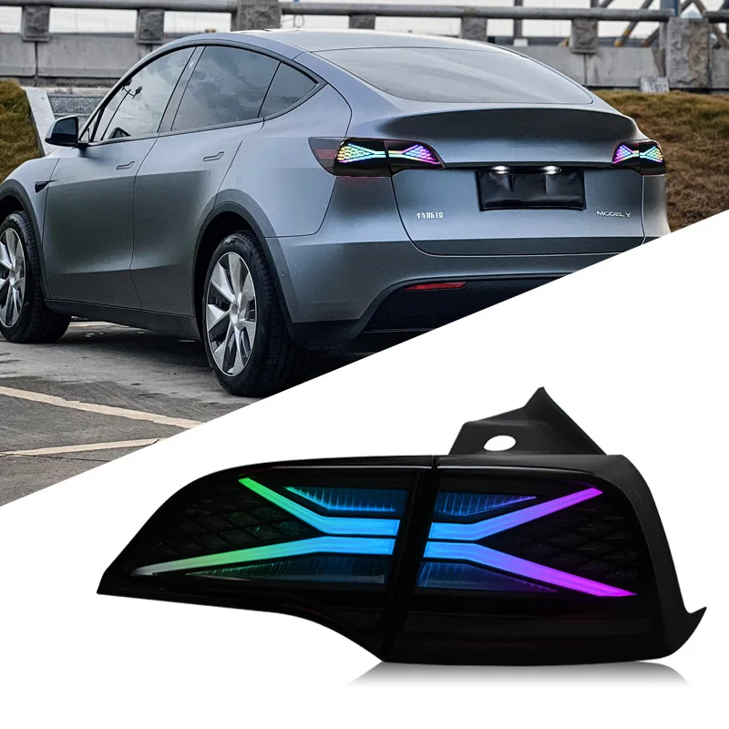 

Подходит для задних фонарей Tesla Model 3, модифицированный Y-образный светодиодный ходовой фонарь RGB Symphony, указатель поворота для ходовой воды
