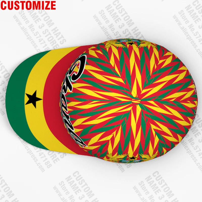 Ghana Baseball Cap Free Custom Made Name Team Game Logo Gh Peaked Hats Gha Country Travel Republic Nation Flag Ghanaian Headgear