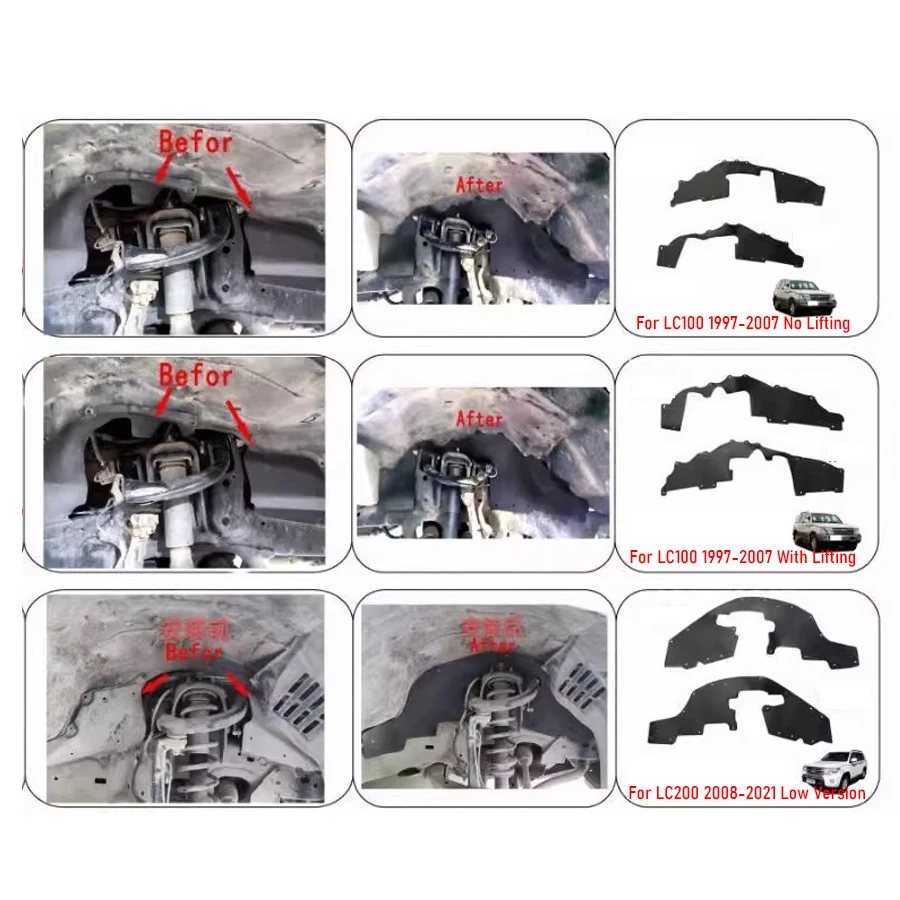 

2Pcs Front Mud Flaps Splash Guards Mud Flaps Guards Mudflaps Fender Liners Shield Apron Seal For Toyota Land Cruiser LC100 LC200