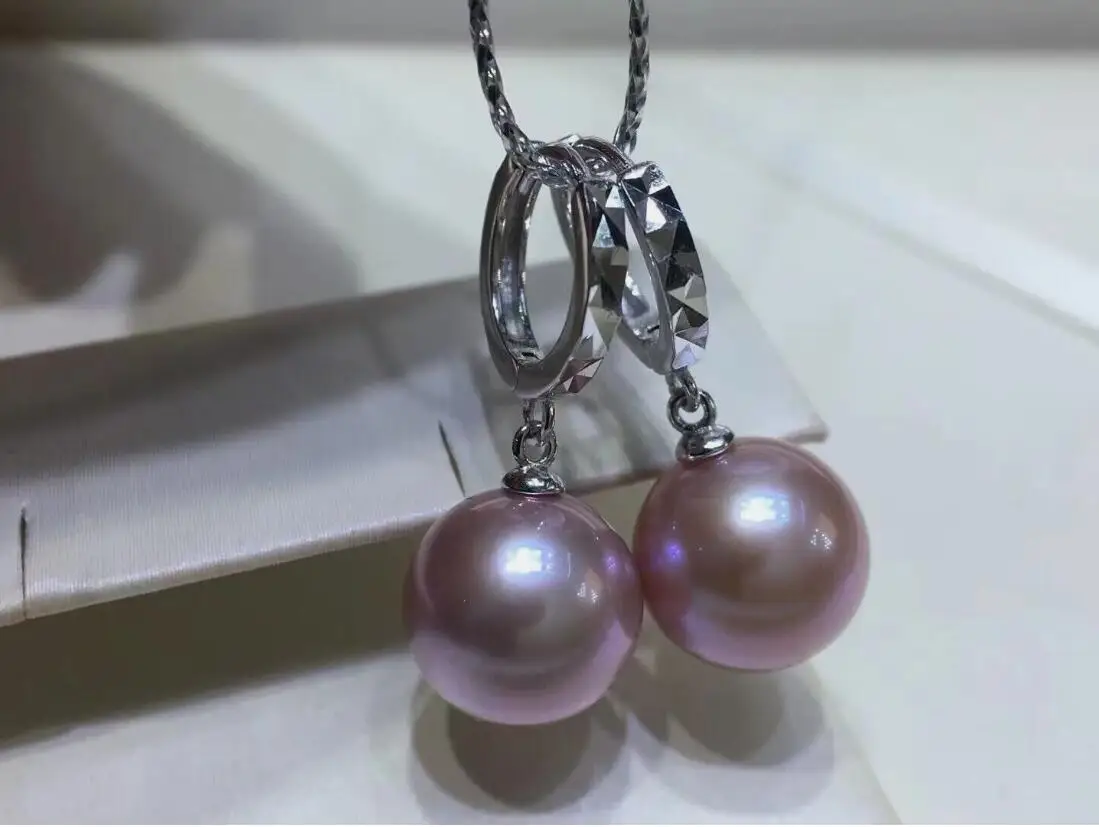 

Элегантные круглые висячие серьги с лавандовым жемчугом Южного моря 10-11 мм 925-х годов