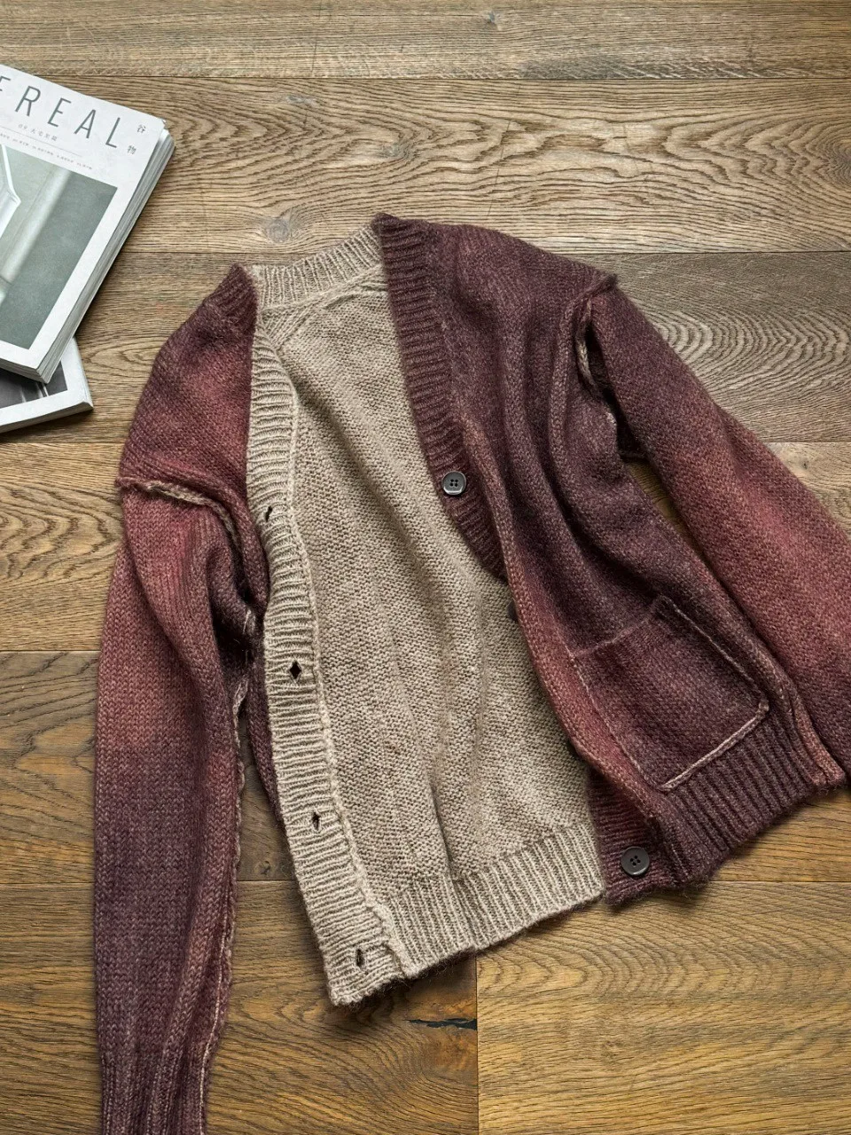 AC Spray Color Gradient Sweater Customized High Proportion Mohair Knitwear Rich And Elegant New Cardigians For Women