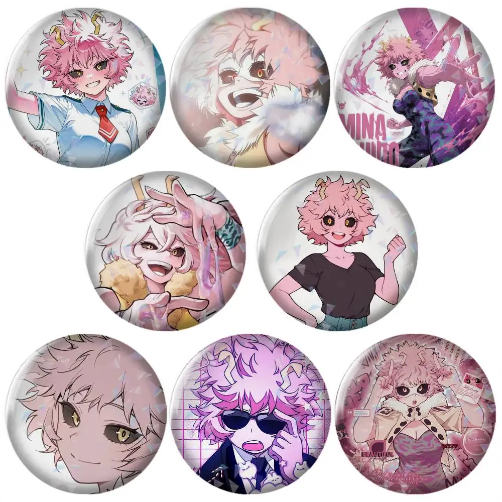 Anime Cute Mina A-Ashido-o Brooch Metal Decorative Brooch Pins for Backpack Clothes Jacket Accessories,Souvenir.