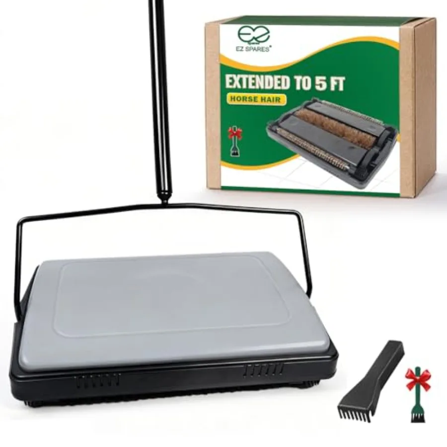 

EZ SPARES Quiet Carpet Sweeper, Floor Sweeper with Horsehair Roller Brush Strong, Suitable for Carpet Cleaning Power, Bristle S
