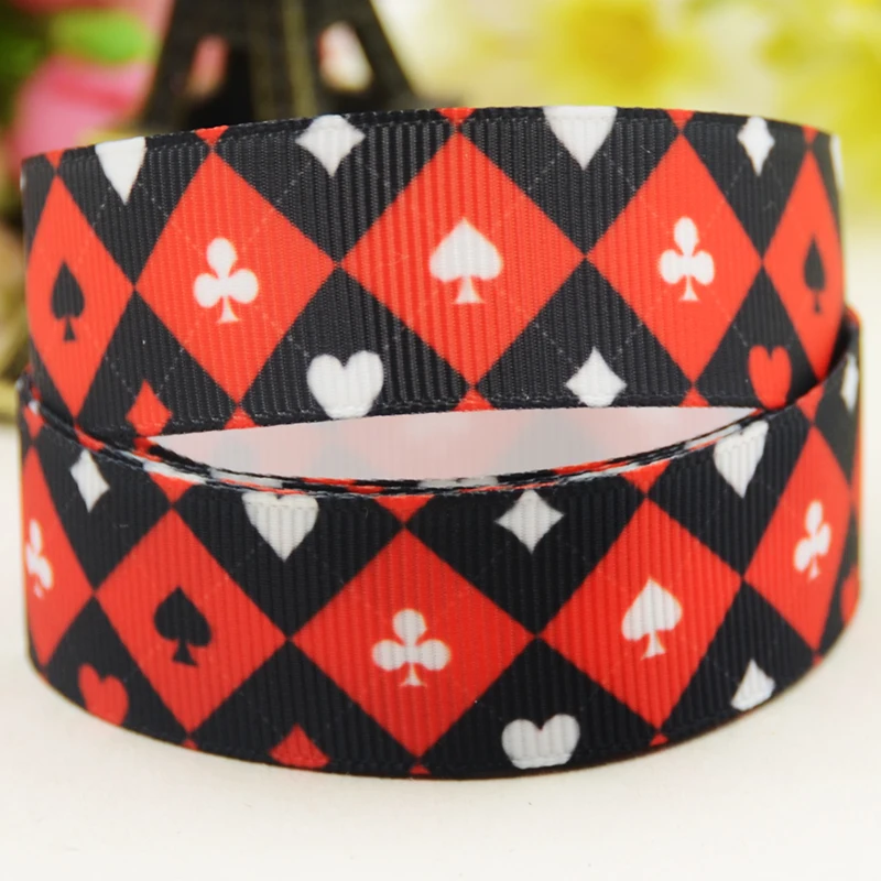 22mm 25mm 38mm 75mm poker Cartoon printed Grosgrain Ribbon party decoration 10 Yards