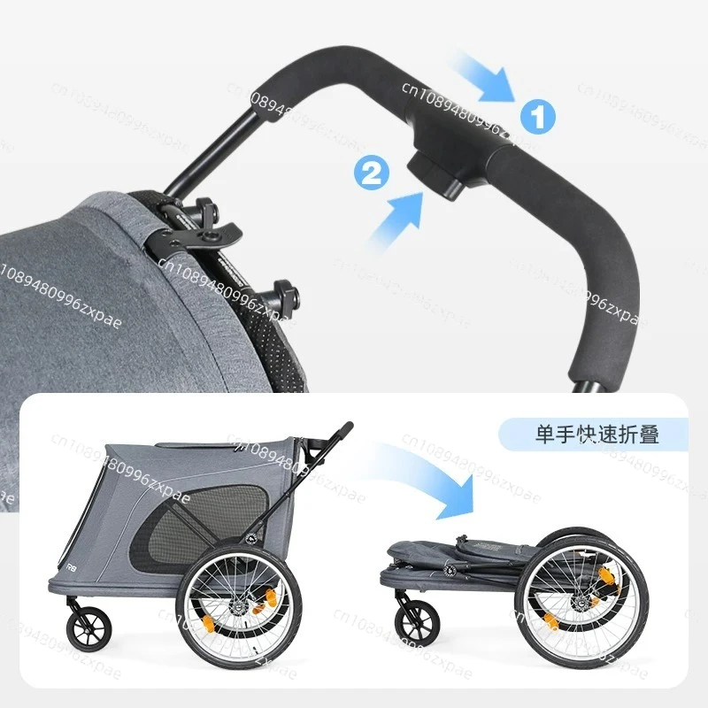 Large Pet Stroller Foldable Dog Cart for Big Dogs Senior Pets Bicycle Towable