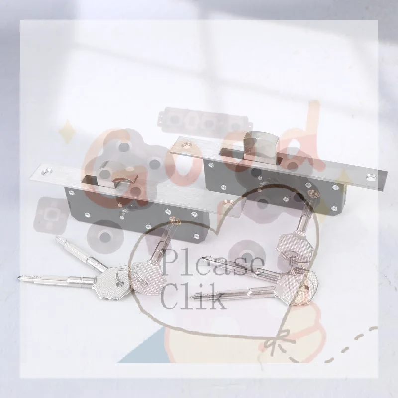 【HG】Sliding Door Hook Lock Aluminum Alloy Window Locks Anti-Theft Safety Wood Gate Floor Lock With 3 Cross Keys