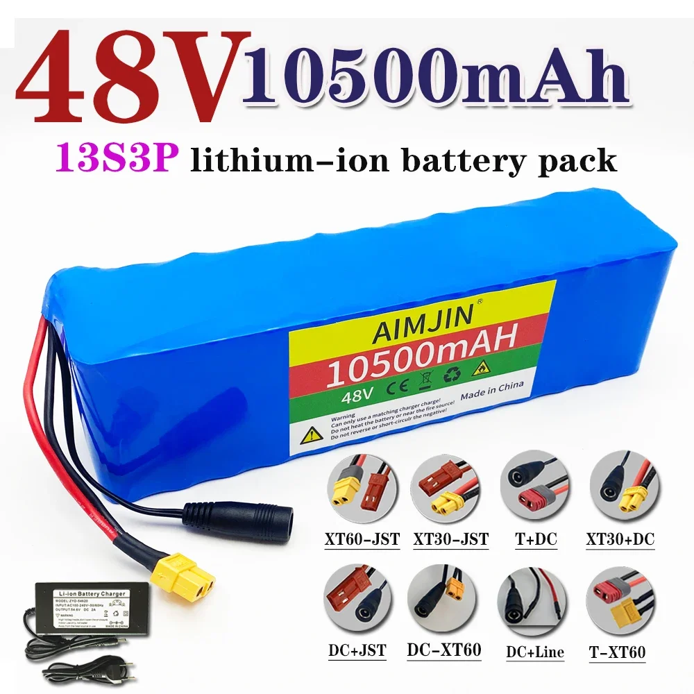 

48V Battery 20Ah 13S3P XT60 DC 18650 Lithium ion Battery Pack 20Ah For E-Bike electric motor 54.6v 500W with BMS charger