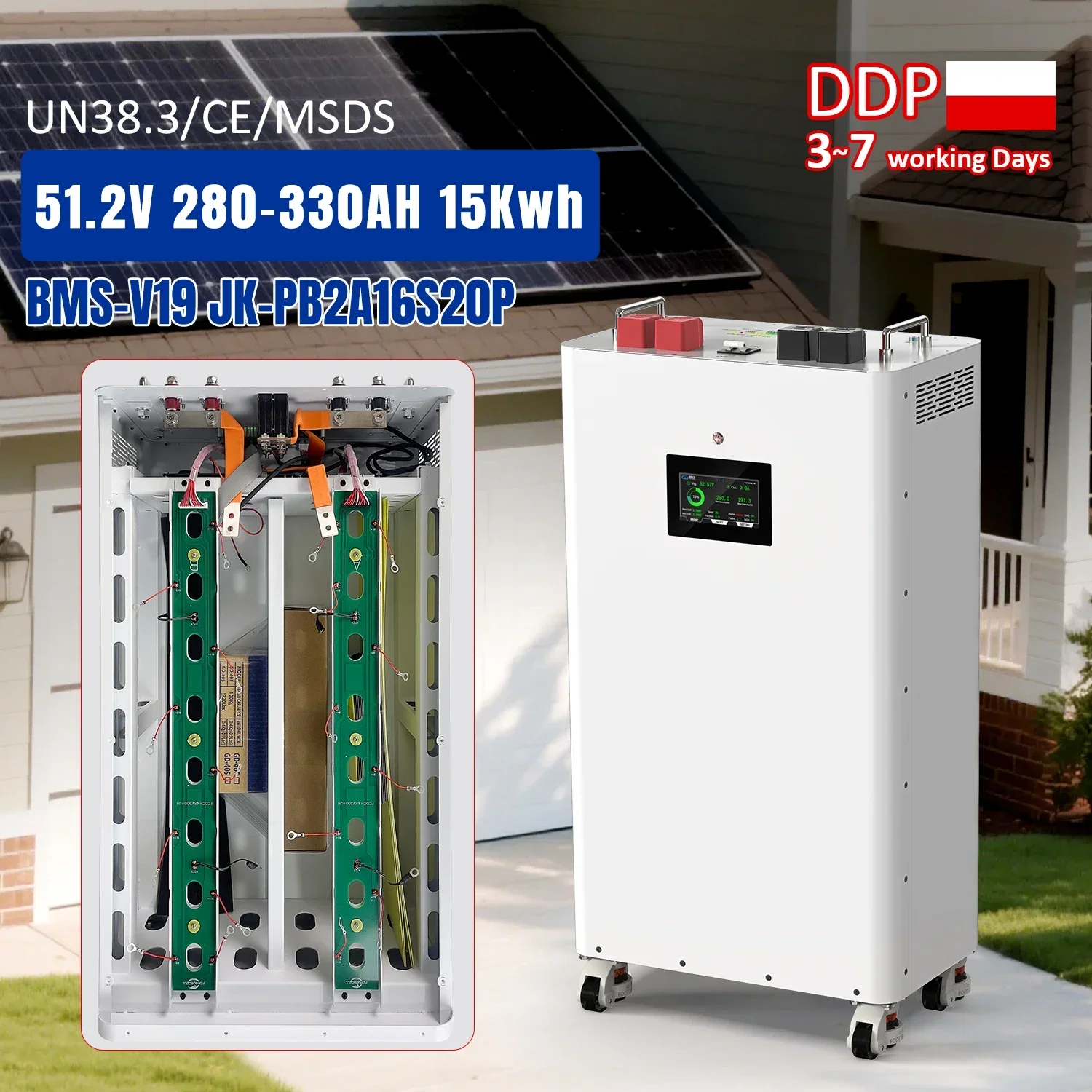 Vertical V3 household energy storage battery - DIY kit supports 280AH-330AH battery cells for commercial backup of RVs and trams