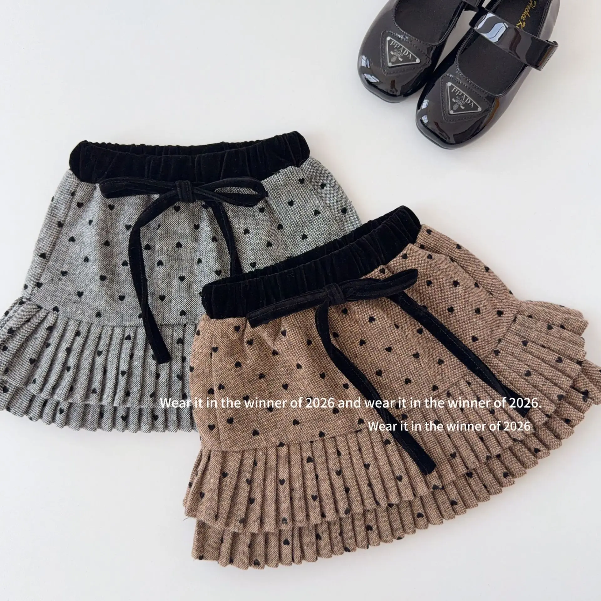 2026 New Girls' Autumn Winter Heavy Industry Love Half Skirt Sweet and Cute A-line Short Skirt