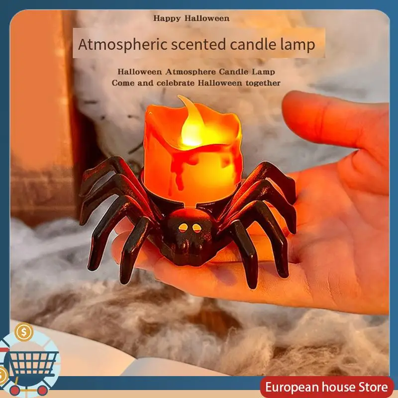 ABFA Spider LED Tea Light Candles 12-Pack Battery Operated Flameless Halloween Candles For Party Table Decor