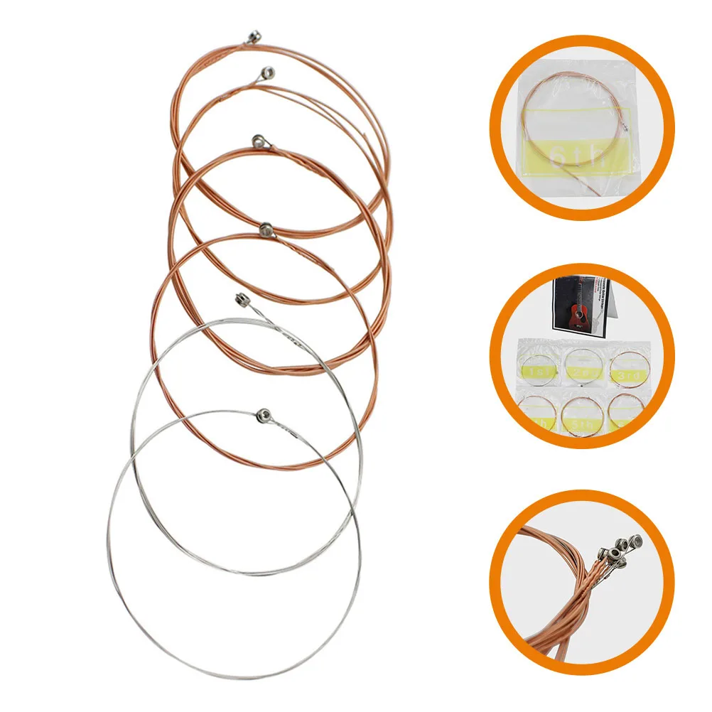 

6 pcs Guitar Strings Acoustic Stainless Steel Replacement Folk Bass Durable Resonant Tone Simple Design High Hardness Metal