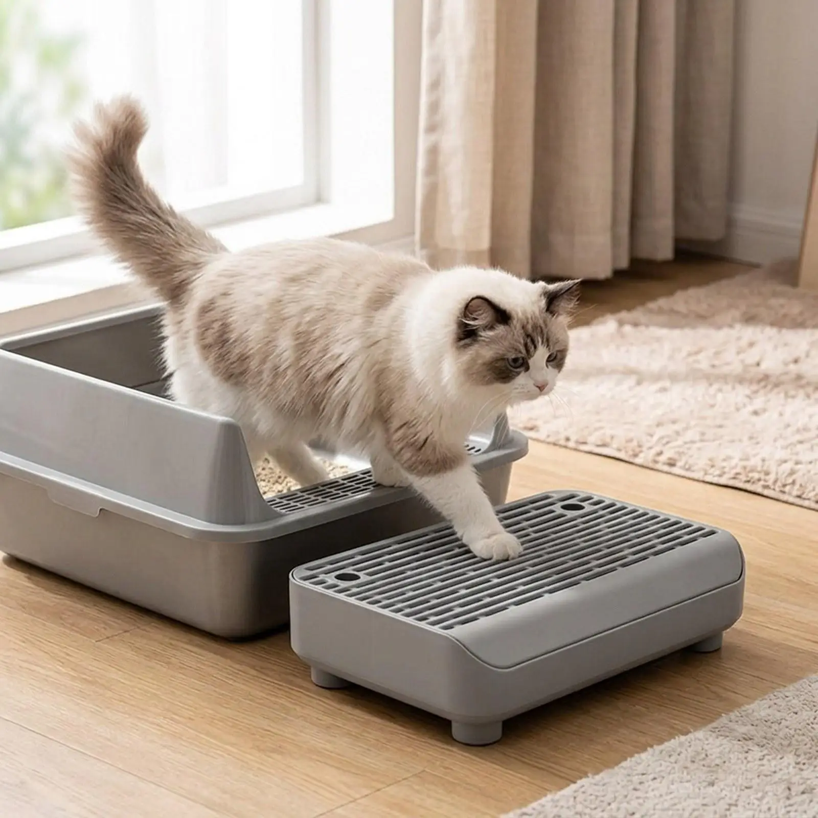 Katzenstreu-Matte, Streufänger-Matte, Streufänger-Trittstufe, Haustier-Trittstufe für kleine und ältere Katzen