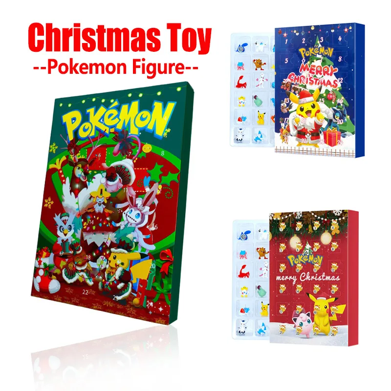 Figura de Pokémon, calendario de Adviento, caja de regalo, mini personaje de Pikachu, muñeca Bulbasaur, regalos de juguete de Navidad para niños