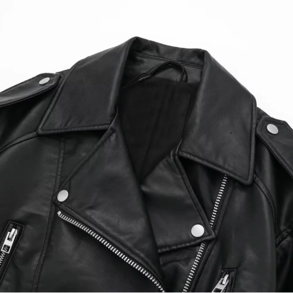 Women's Retro Imitation Leather Short Jacket Coat European And American Style Fashion for