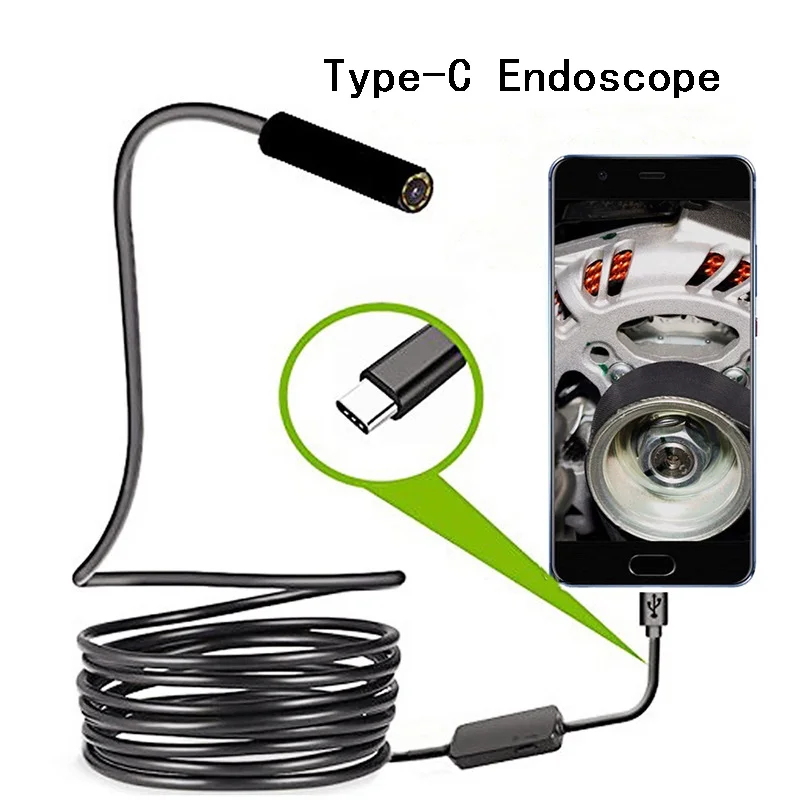 Type c Endoscope 5.5mm Endoscopic Camera 2M Boroscope for Android Phone 480P Home Electricians Inspection Pipe Sewer Equipment