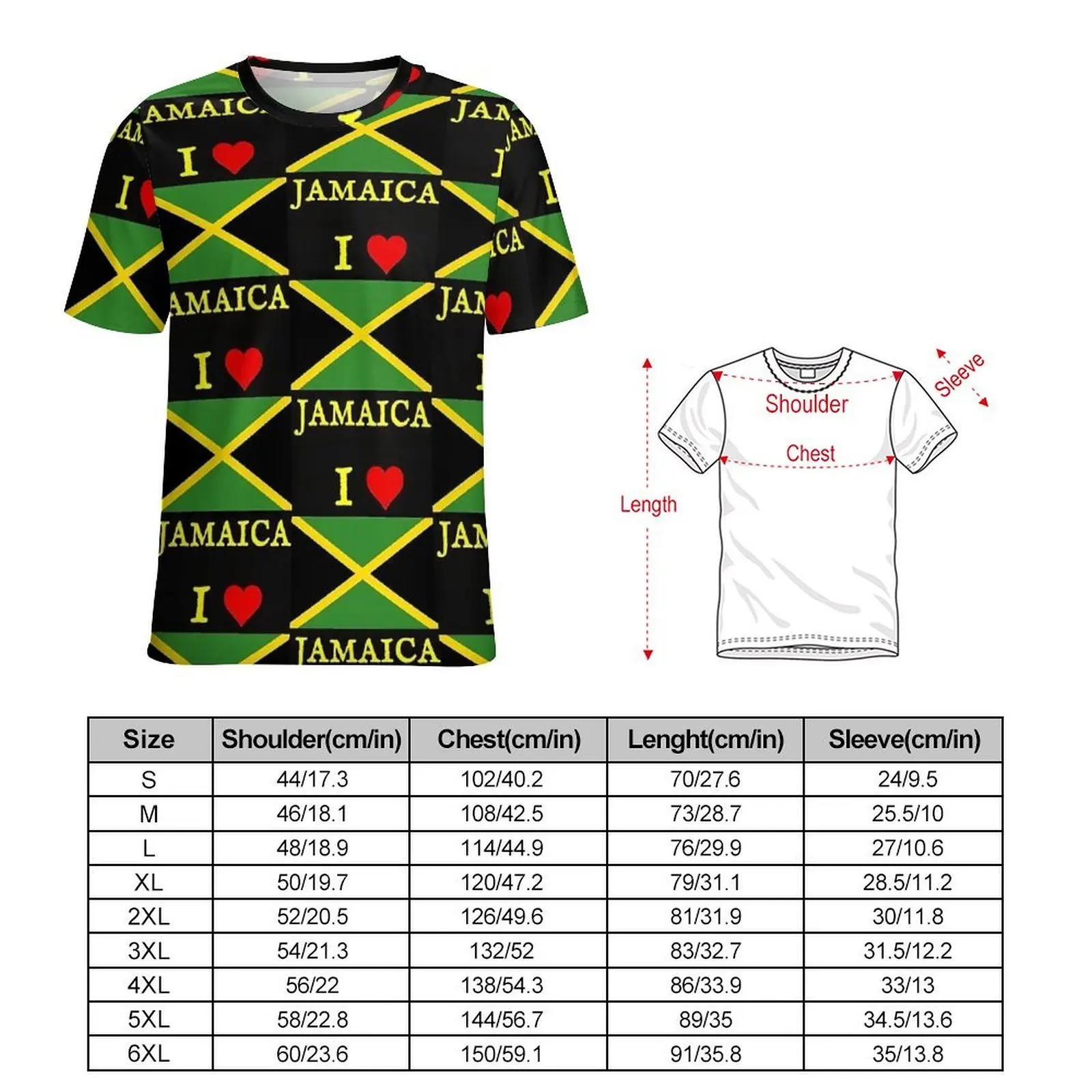 I Love Jamaica T Shirt For Men Jamaican Flag Custom O Neck T Shirts Summer Hip Hop Clothes Short Sleeve Funny Big Size Tee Shirt