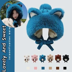 Korean Version of Cute Fox Cat Ear Plush Ear Protection Hat Female Autumn and Winter Velvet Thickened Cycling Warm Lei Feng Hat