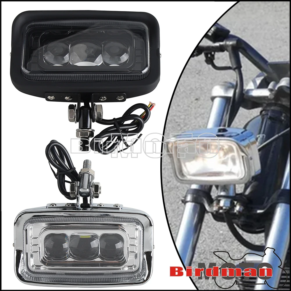 LED Motorcycle High Low Beam Clear Lens Head Light Waterproof Universal For Touring Custom Harley Honda Yamaha Kawasaki Suzuki