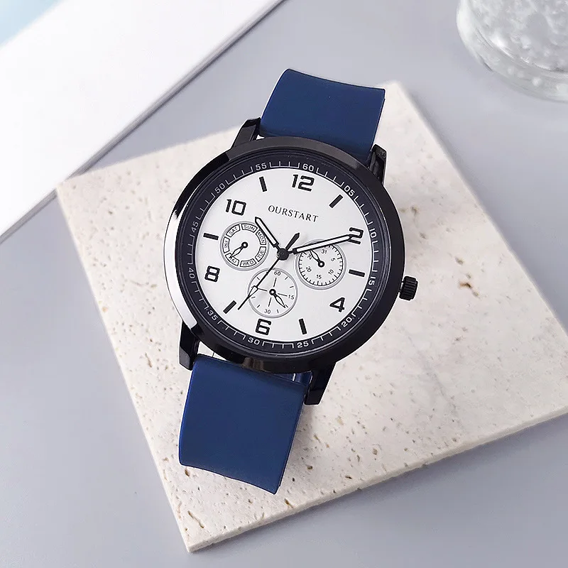 

Модные часы с силиконовым ремешком, классические круглые часы с тремя часовыми поясами, аналоговые наручные часы для мужчин, подарки Relogio Masculino