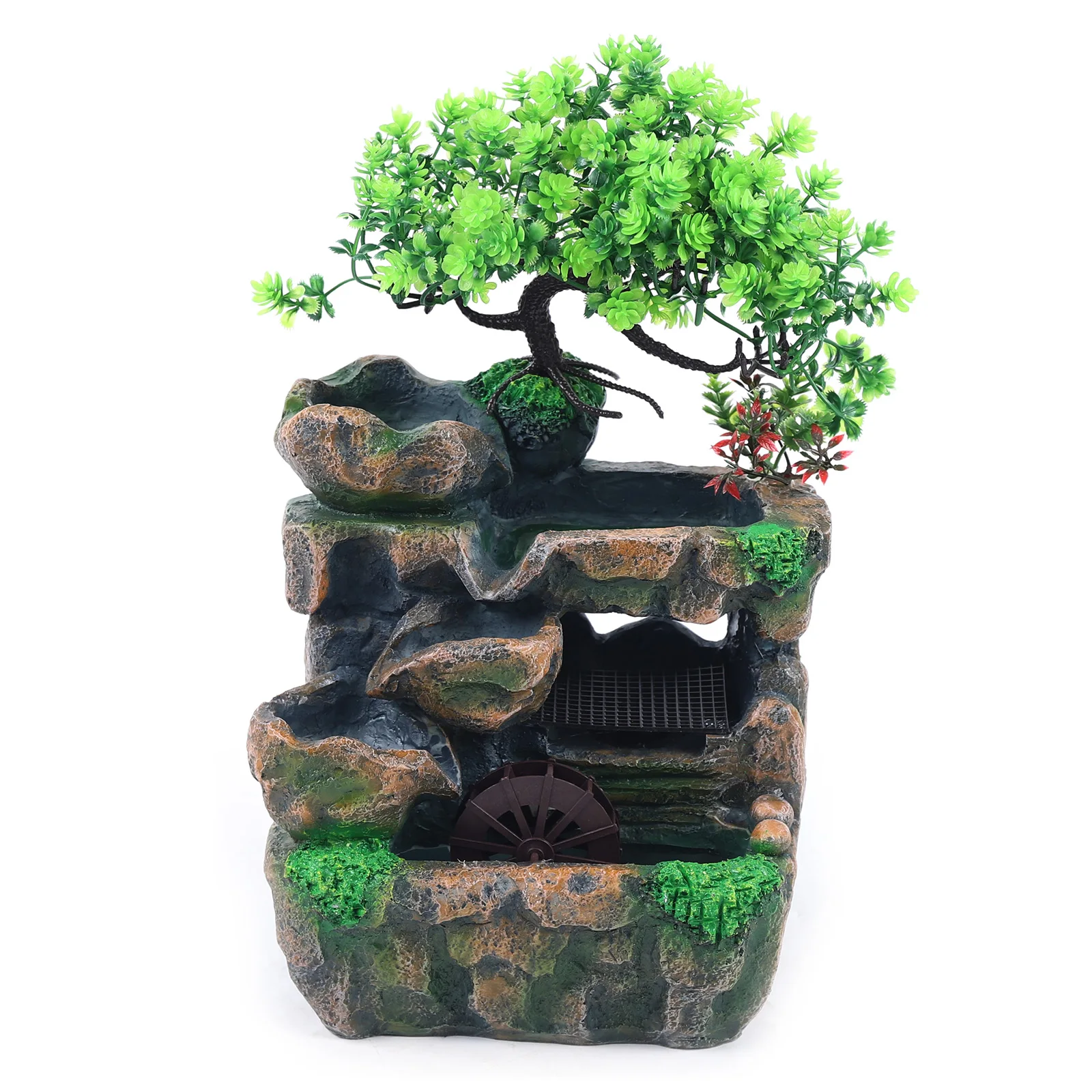 NONE Zimmerbrunnen für den Innenbereich, Wasserfall-Dekoration, Desktop-Brunnen, Dekoration, Wasserfunktion mit farbwechselnder LED-Beleuchtung, Zen-Meditation 3