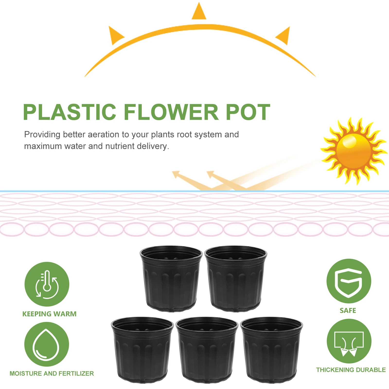 

Plastic Flower Pot Plant Nursery Accessory Planter Succulent Container Garden Pots Tools Durable Smooth Surface Indoor Display