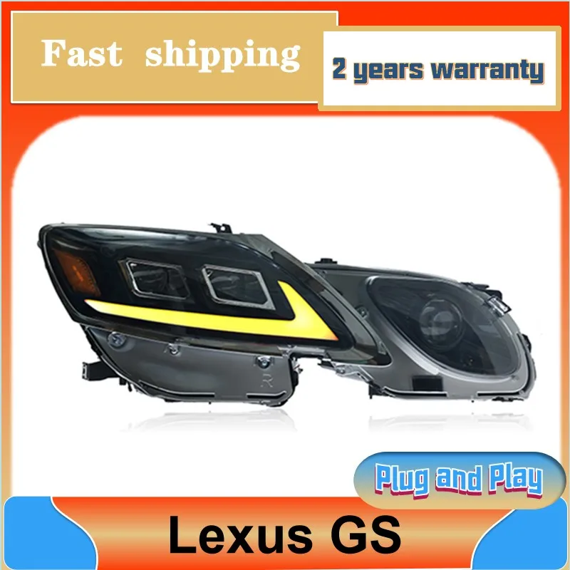 

Стайлинг автомобиля для Lexus GS300, фары 2004-2011 GS430, фары GS350 DRL, указатель поворота, ближний свет, линза проектора