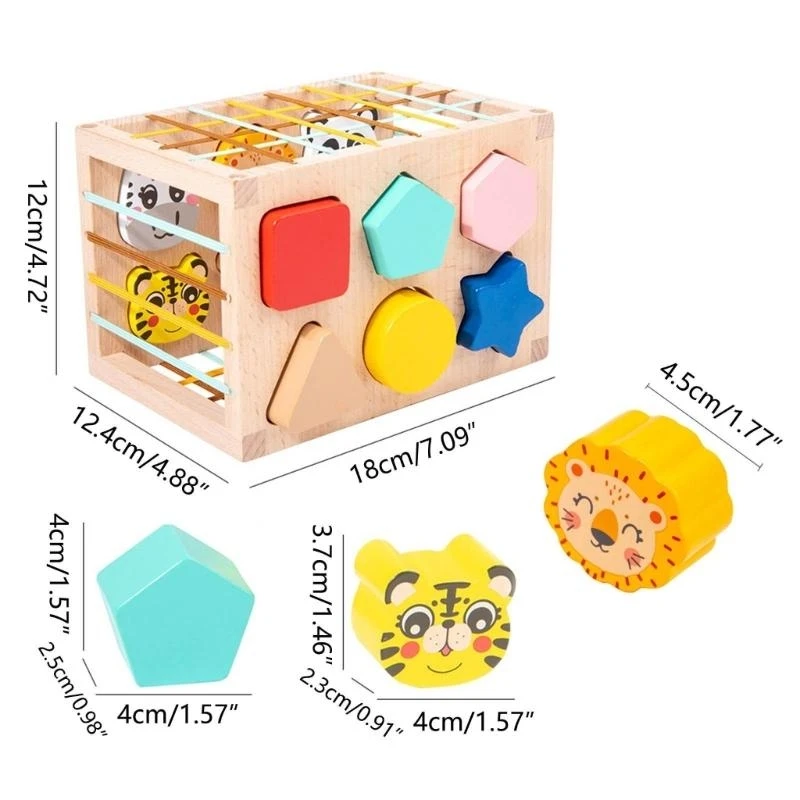 幼児、子供向けの形状マッチングパズル、赤ちゃん用木製早期学習玩具 15UB