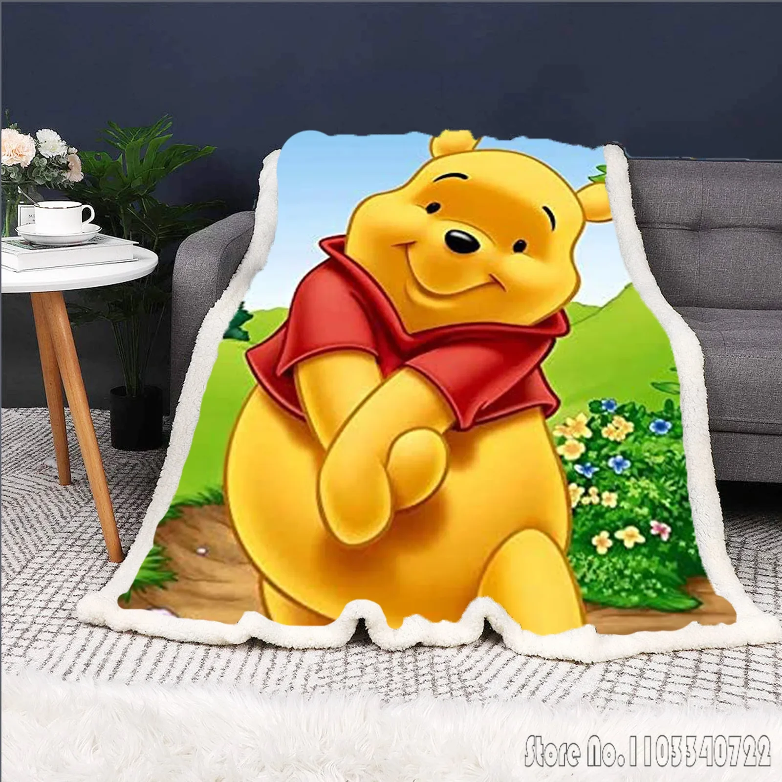 Winnie The Pooh Blankets Disney Cartoon Blanket Throw for Bed Sofa Decor Fleece Nap Blankets Boys Girls Children Gift