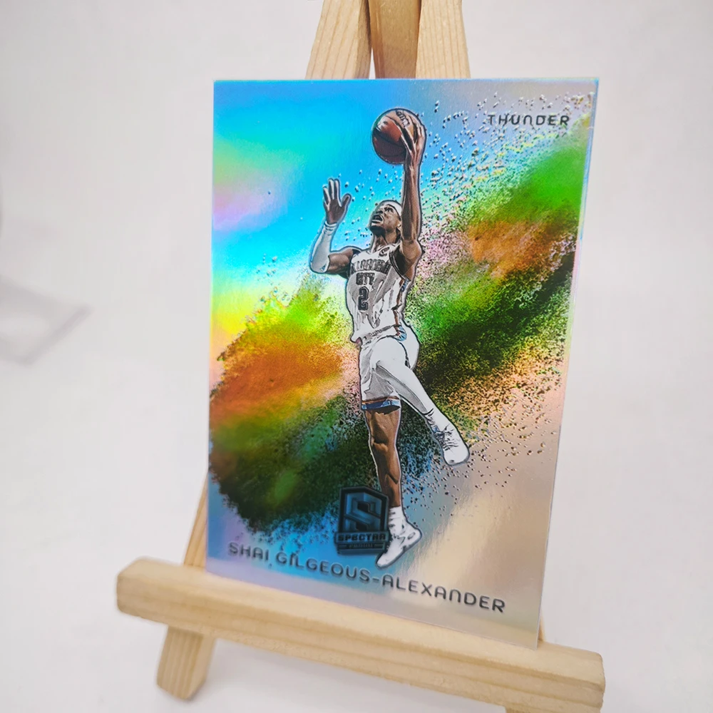 Cartes de collection de basket-ball PANINI 2024, fumée colorée Durant Doncic Morant Wembanyama James, texture laser arc-en-ciel faite maison, bricolage