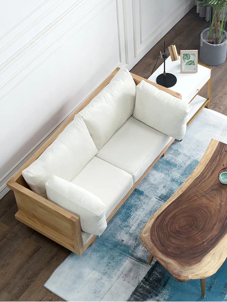 Custom-made Nordic solid wood single double three-person sofa chair combination residential style furniture wall booth