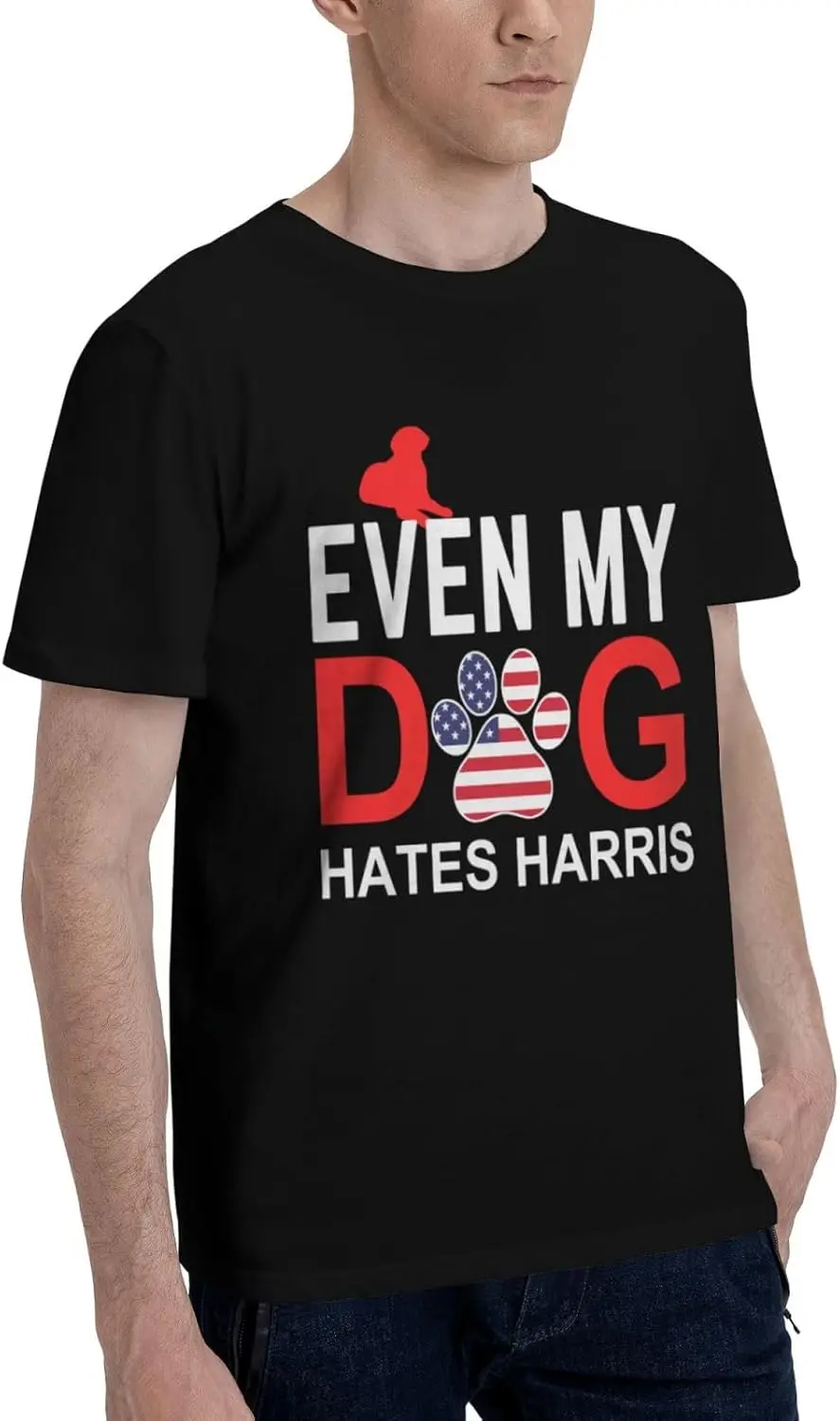 Even My Dog Hates Kamala Harris F K Kamala Harris Men's T-Shirt Classic Short Sleeve Tees Cotton Shirt