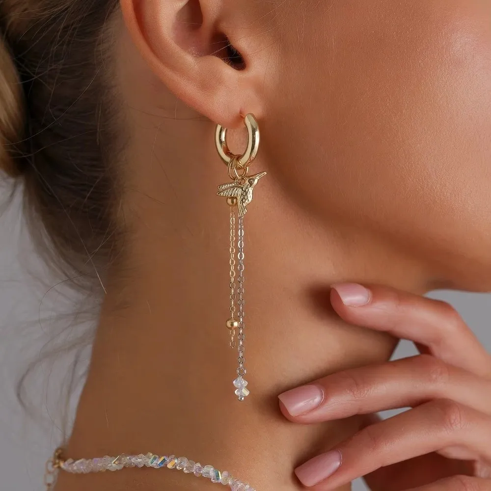 جديد Y2k الطيور قلادة قابل للتعديل سبائك الزنك شرابات المختنق استرخى أقراط النساء