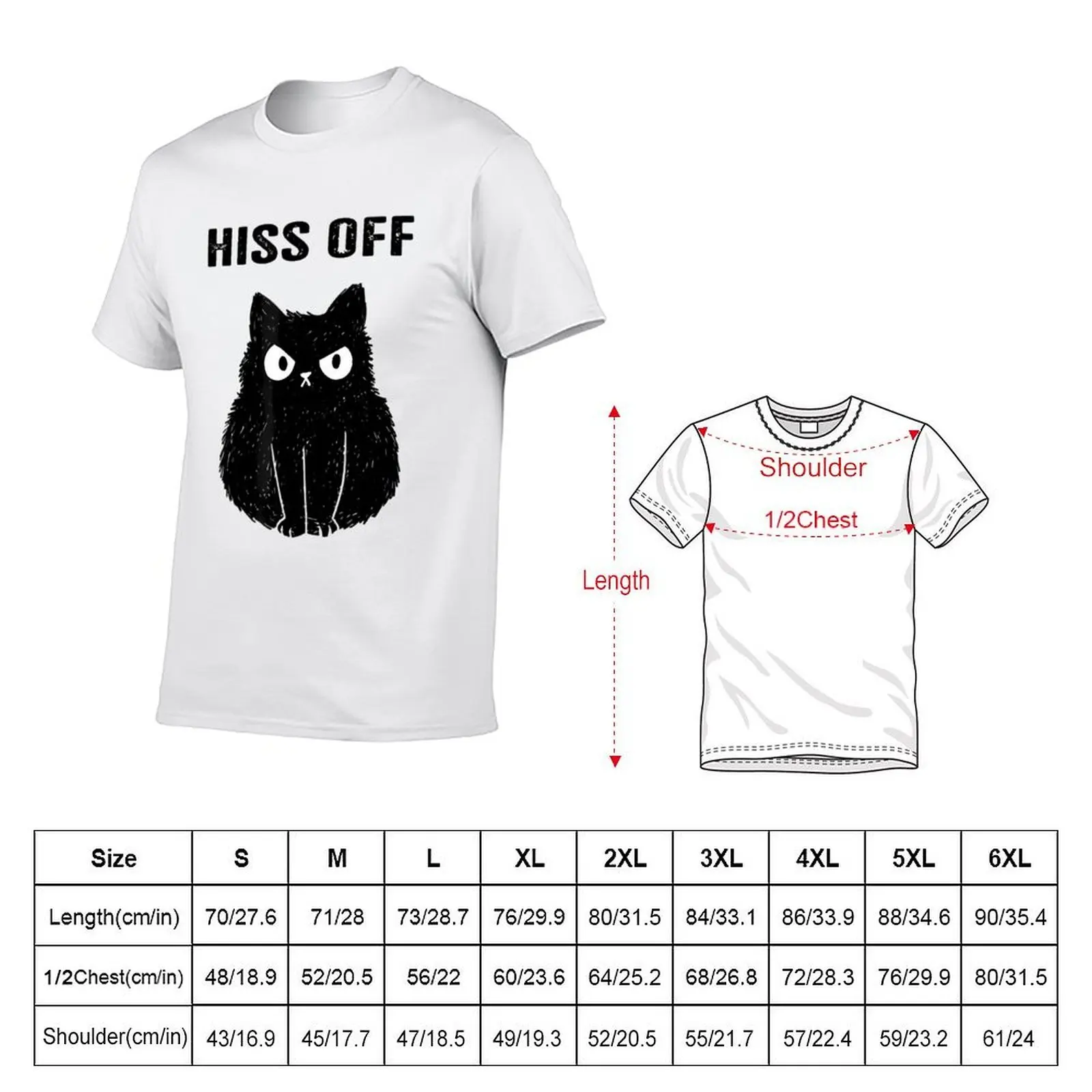 تي شيرت Hiss Off Cat Doodle تي شيرت رجالي 100% قطن ماركة فاخرة تي شيرت رجالي جرافيك تي شيرت