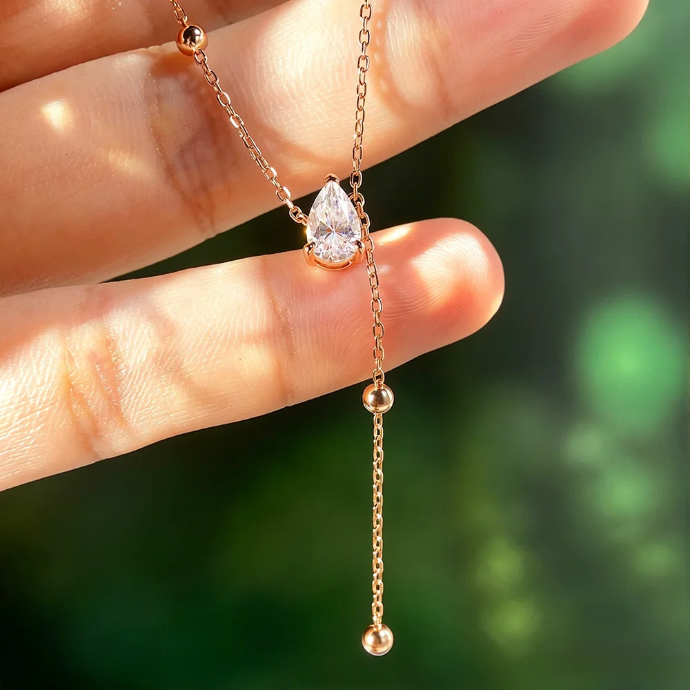 

1-3ct Pear Cut Moissanite Necklace for Women Birthday Gift Sparkling D Color Pendant Necklace S925 Sterling Silver Chain Jewelry
