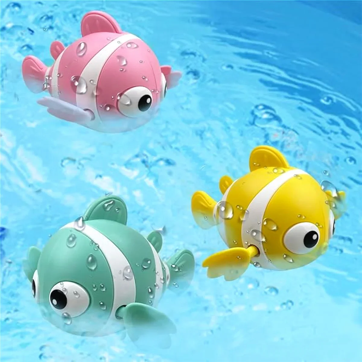 3pcs Wind-up Swimming Clown Fish Floating Water fun Toy，Clockwork Bathtub Toys For Kid Boys Girls, Christmas birthday Gifts