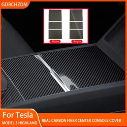 Copertura della console centrale ultra sottile in vera fibra di carbonio al 100% per Tesla Model 3 Y 2021-24 Uso push-pull di controllo centrale Highland