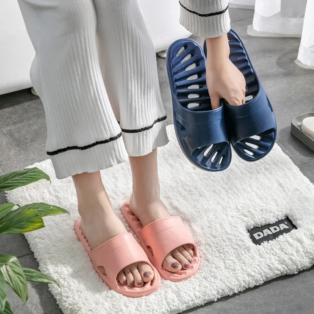 Breathable Waterproof Bathroom Slippers Quick-drying Light Weight Shower Slippers Non-Slip Hollow Out Leaky Slides Indoor