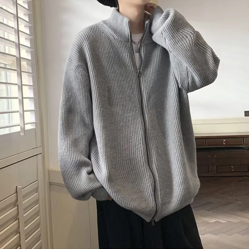 

Американский ретро вязаный открытый кардиган на молнии, мужской осенний новый модный свободный повседневный универсальный свитер Jaet Top Faionable