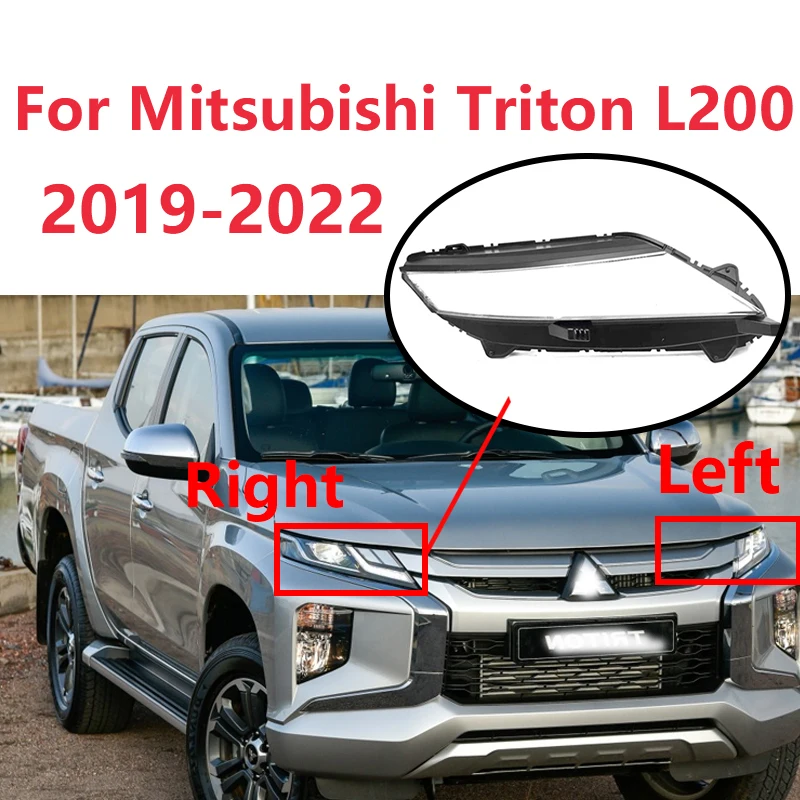 

For Mitsubishi Triton L200 2019-2022 Car Front Headlights Cover Waterproof Transparent Mask Lamp Clear Car Light Glass Shell