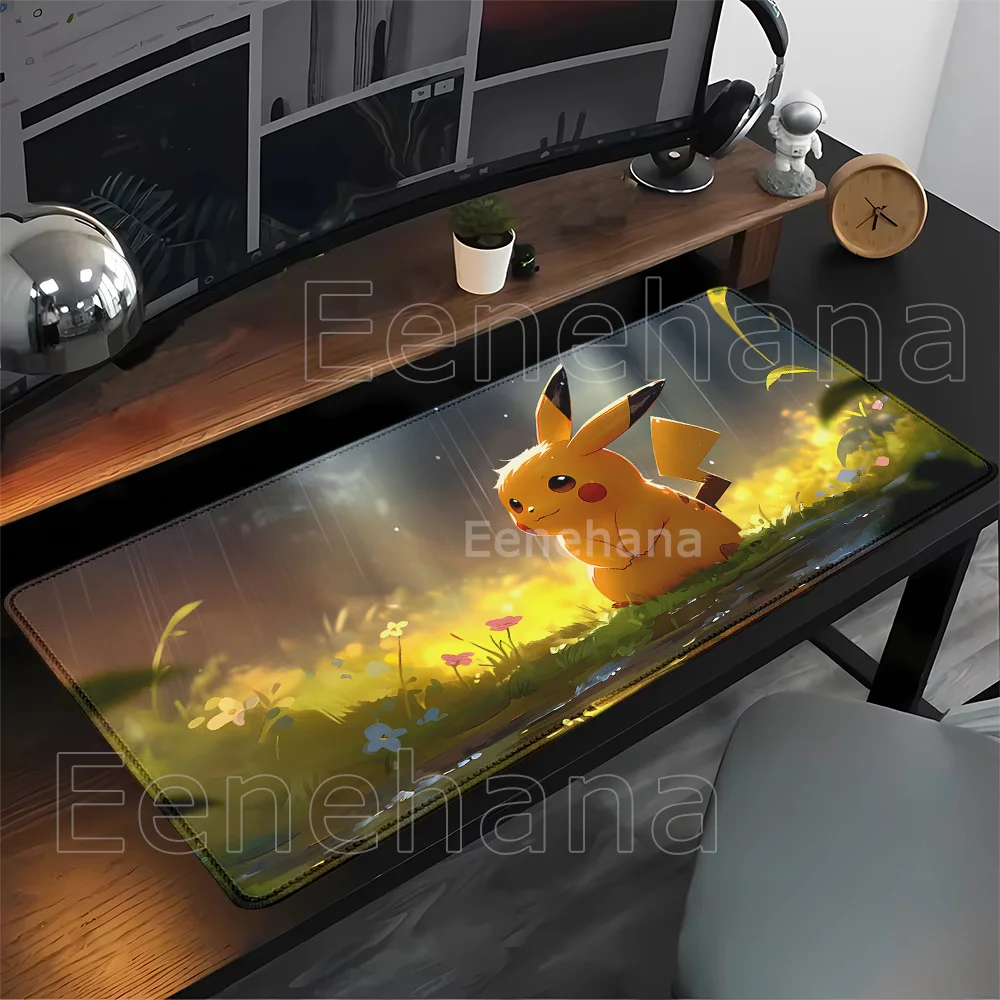 Pikachu Pokemon Mouse Pad HD printing XXL overlock Mousepad Large Gaming Office Nonslip base PC Computer Gamer Keyboard Desk Mat