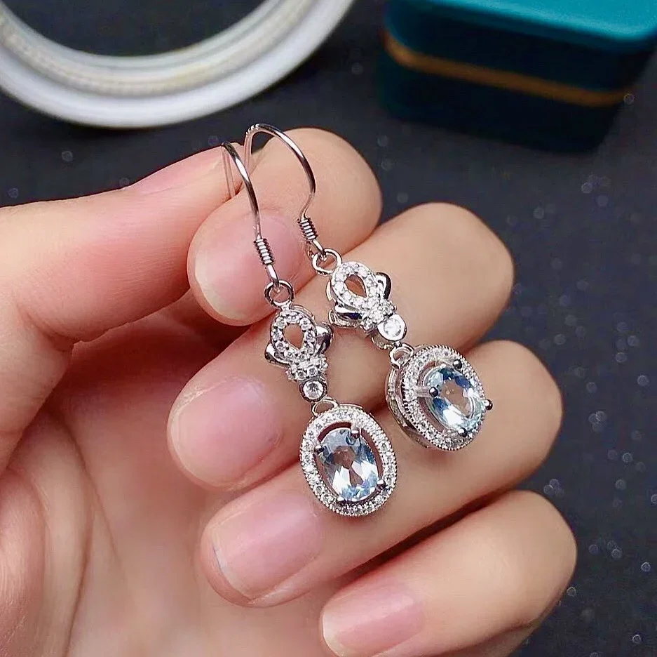 

Vintage Silver topaz Hook Earrings for Dily Wear 100% Natural 5mm*7mm topaz Silver Earrings Gemstone Drop Earrings