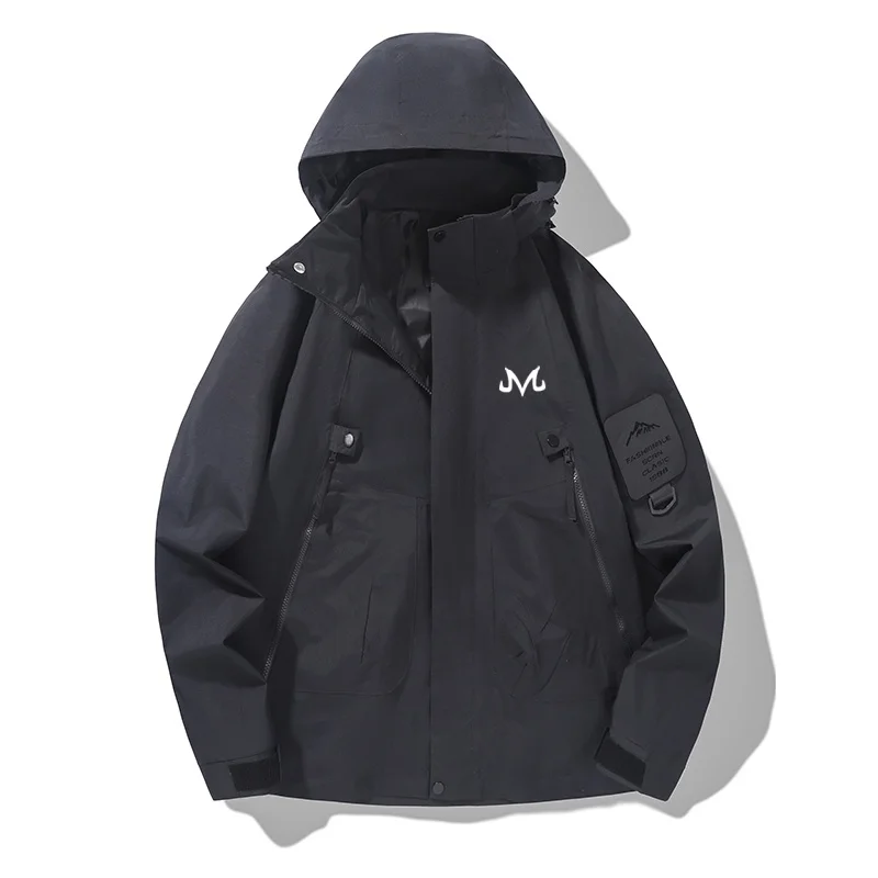 Dragon Ball Majin Symbol Print Men's Outdoor Functional Work Jacket with Multiple Pockets, Trendy and Cool